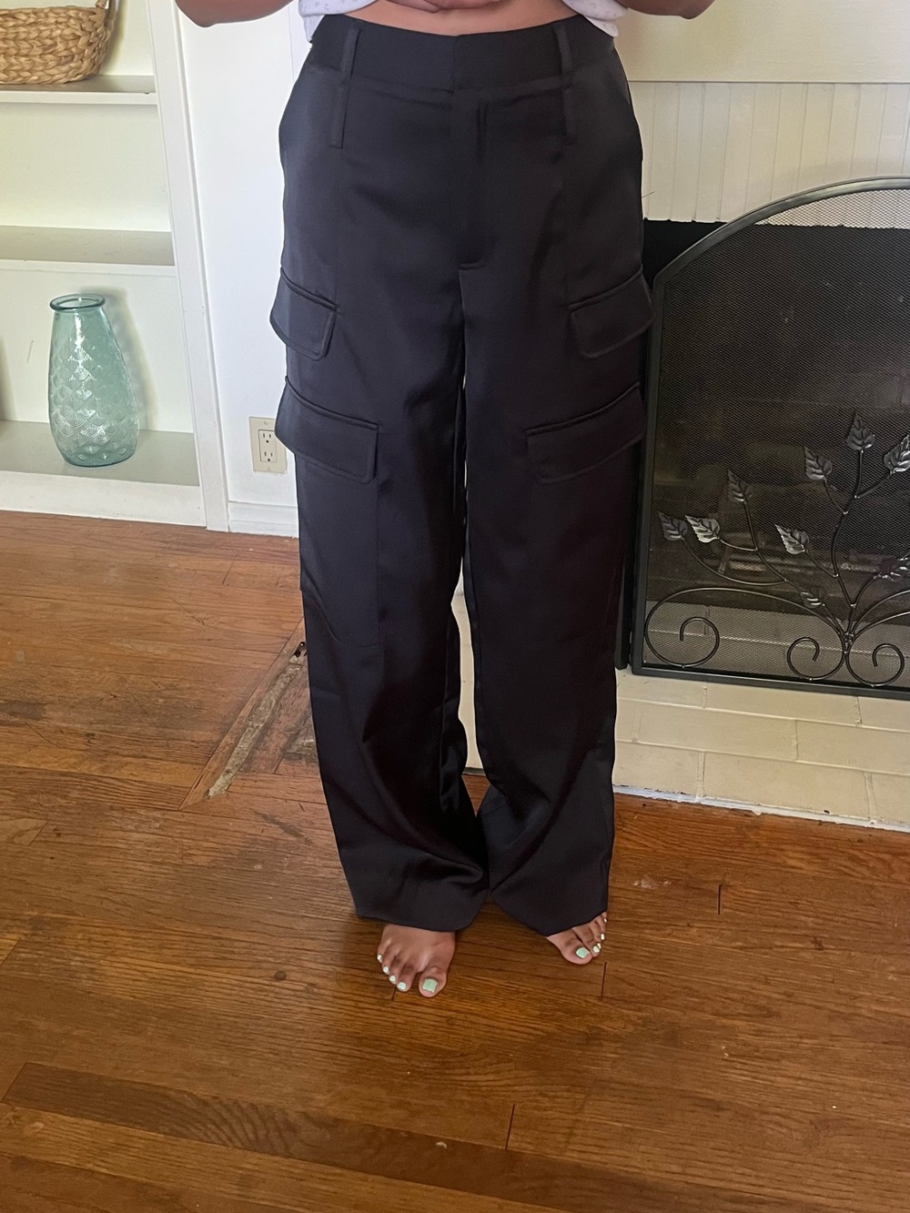 Noli Black Wide-Leg Cargo Trousers